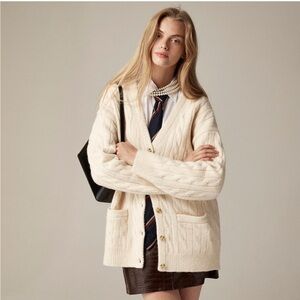 J. Crew Relaxed cable-knit cardigan cream L-XL oversized
